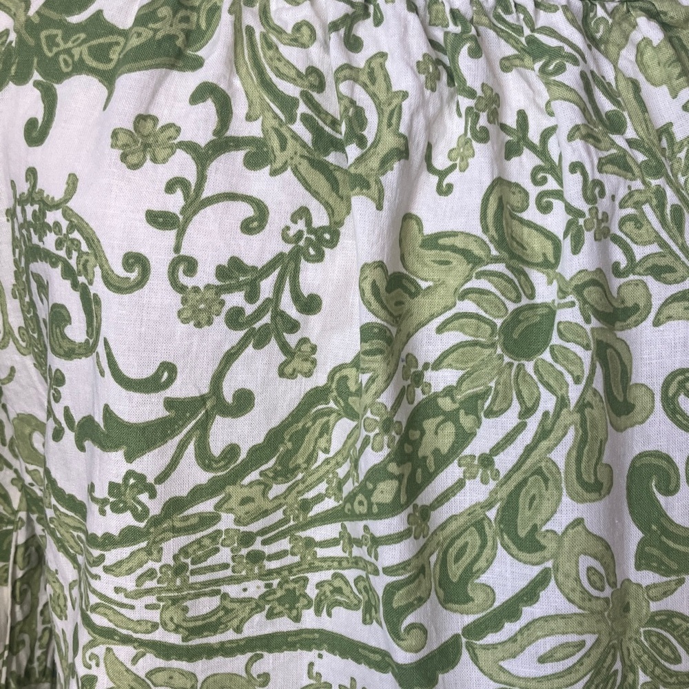 Nicole Miller square neck floral 3/4 sleeve summer boho top w crochet trim EUC M - Picture 5 of 11